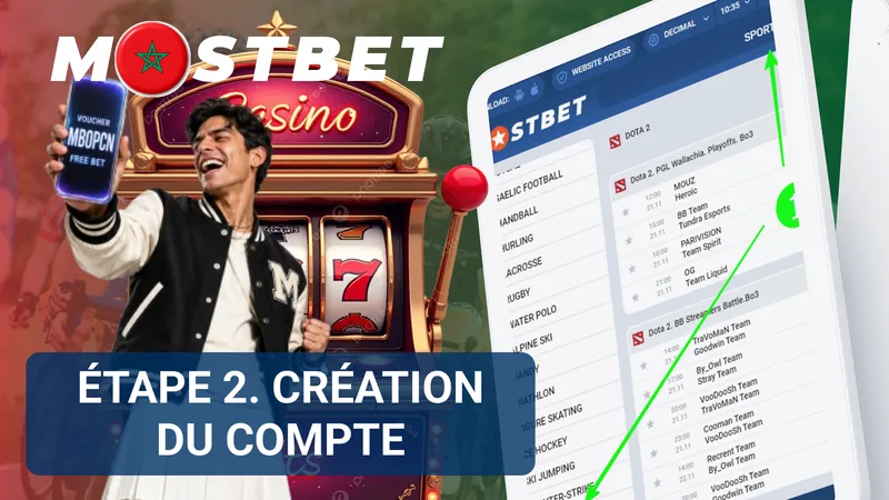 Création d’un compte au casino Mostbet